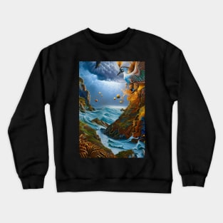 Surrealist painting like digital art of The Sea of Chaos Surrealist style Crewneck Sweatshirt